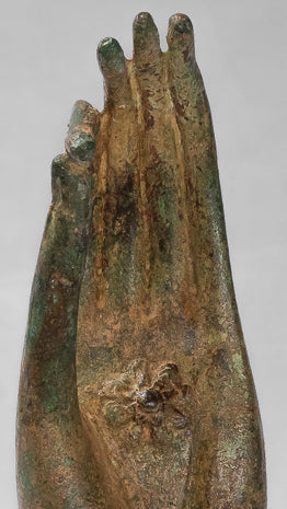 Antiguo de estilo tailandés montado en el sudeste asiático Bronce Thai Enseñh Hand - 30 cm/13 "