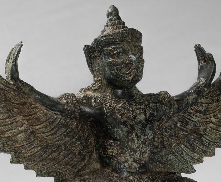 Estatua de estado de estilo tailandés antiguo Vishnu Garuda - 33 cm/13 "
