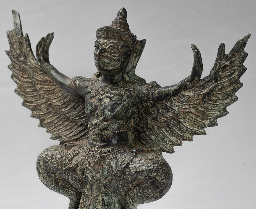 Estatua de estado de estilo tailandés antiguo Vishnu Garuda - 33 cm/13 "