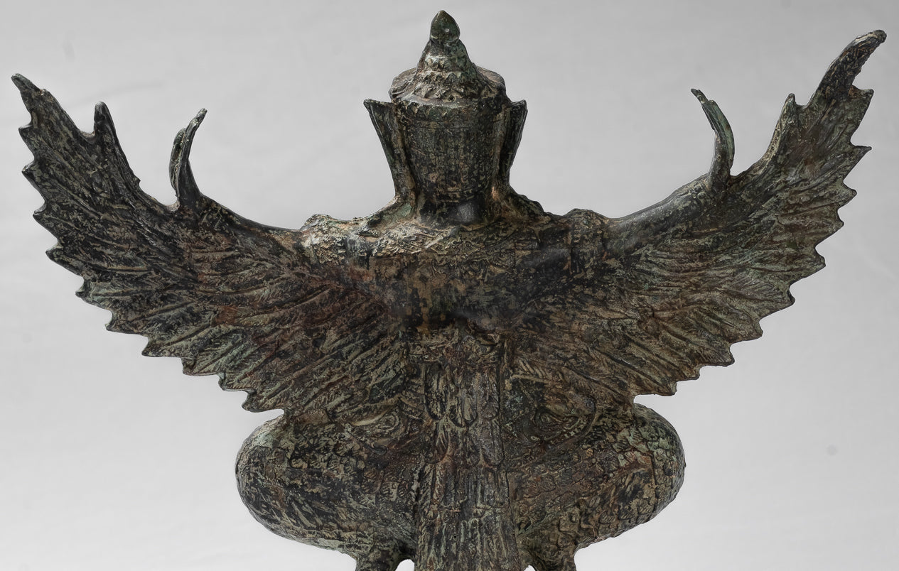Estatua de estado de estilo tailandés antiguo Vishnu Garuda - 33 cm/13 "