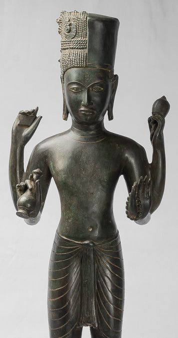 Estatua de Vishnu - Estatua de bronce de pie de estilo tailandés antiguo Vishnu - 94cm/38 "