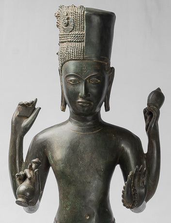 Estatua de Vishnu - Estatua de bronce de pie de estilo tailandés antiguo Vishnu - 94cm/38 "