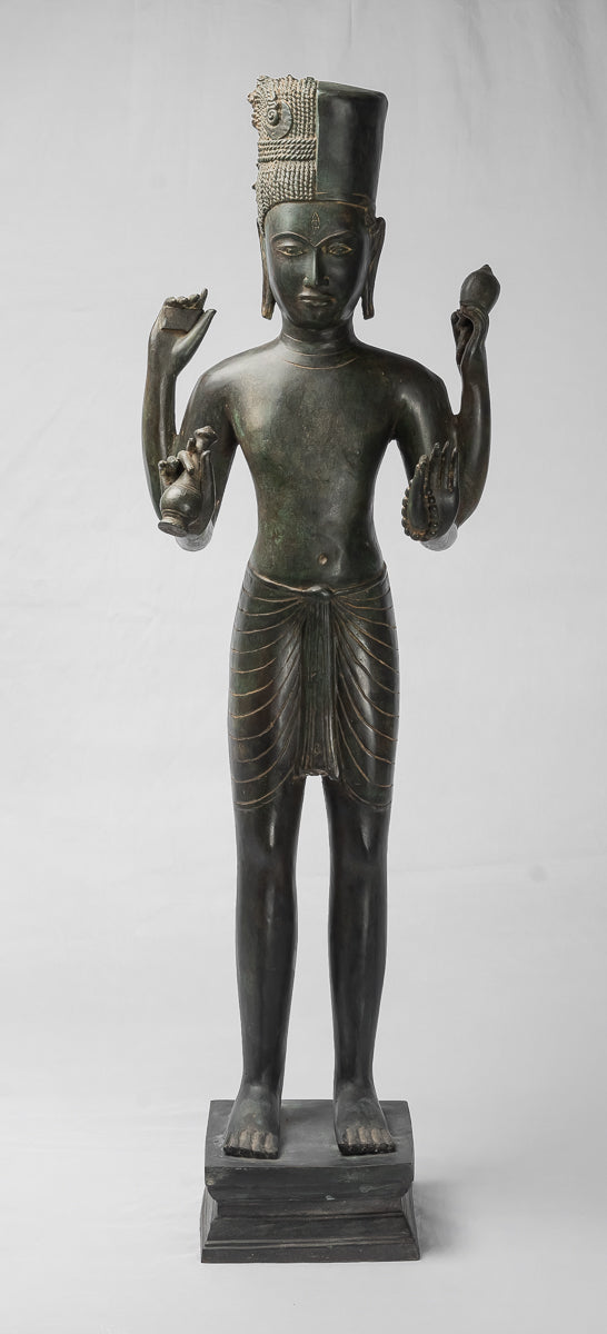 Estatua de Vishnu - Estatua de bronce de pie de estilo tailandés antiguo Vishnu - 94cm/38 "