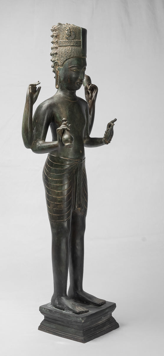 Estatua de Vishnu - Estatua de bronce de pie de estilo tailandés antiguo Vishnu - 94cm/38 "