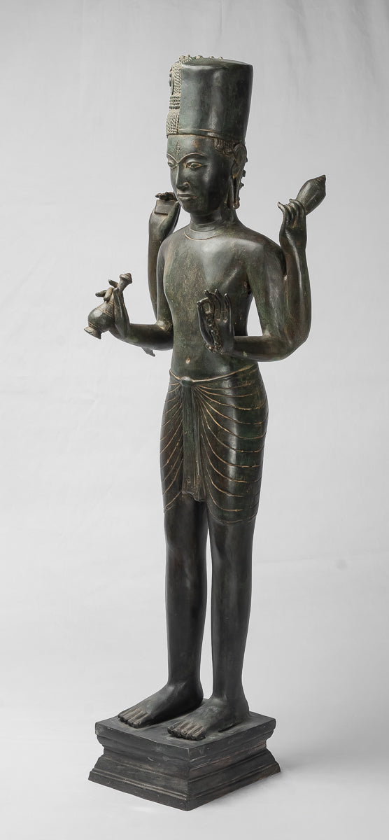 Estatua de Vishnu - Estatua de bronce de pie de estilo tailandés antiguo Vishnu - 94cm/38 "