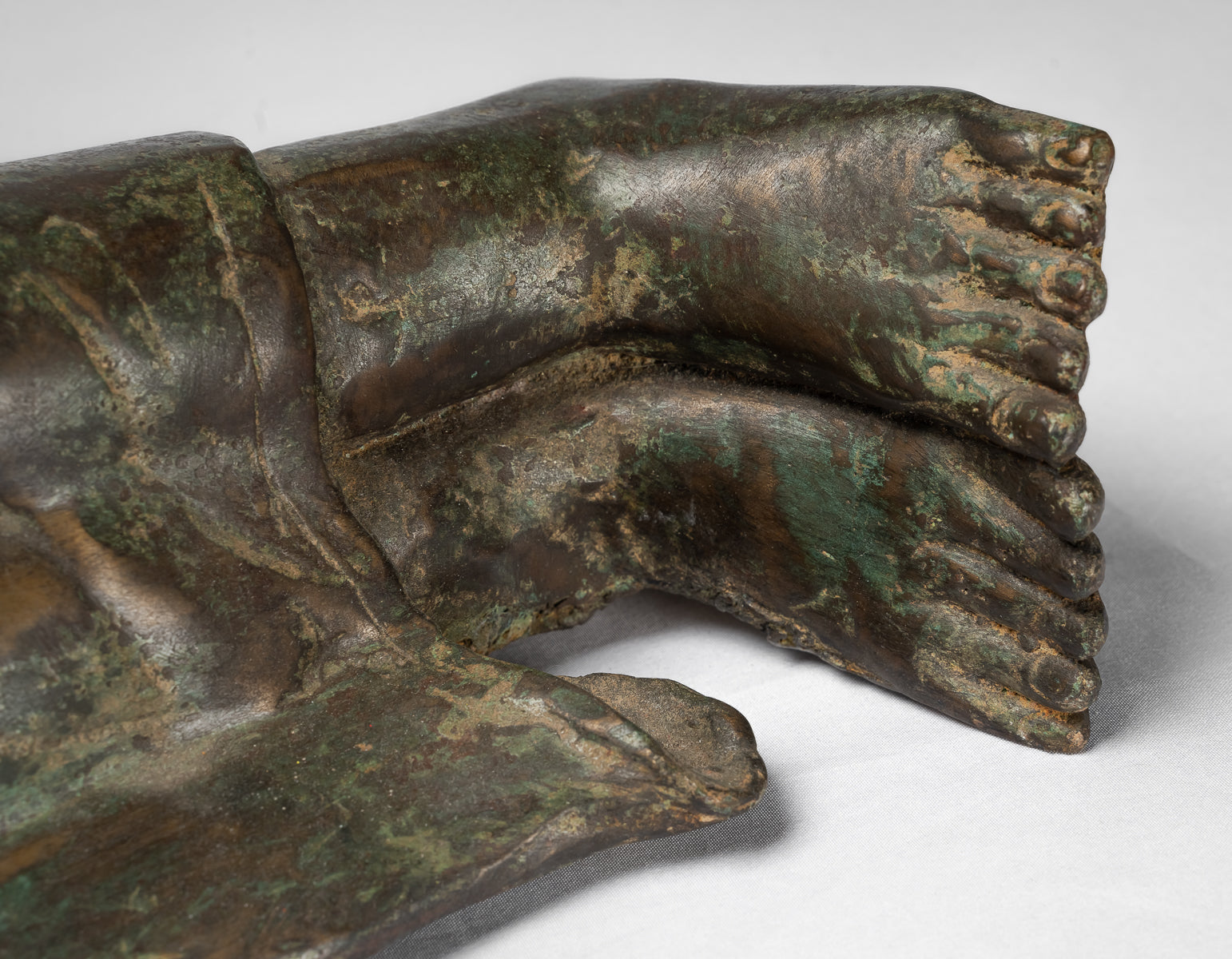 Antique in stile indiano Gandhara Bronzo Reclining Vishnu Statua - 95 cm/38 "Long