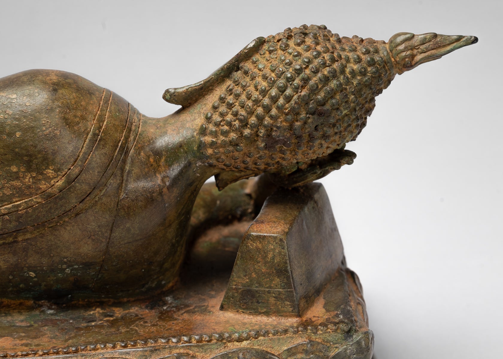 Buddha Statue - Antique Thai Style Bronze Sukhothai Reclining Nirvana Buddha Statue - 55cm/22"