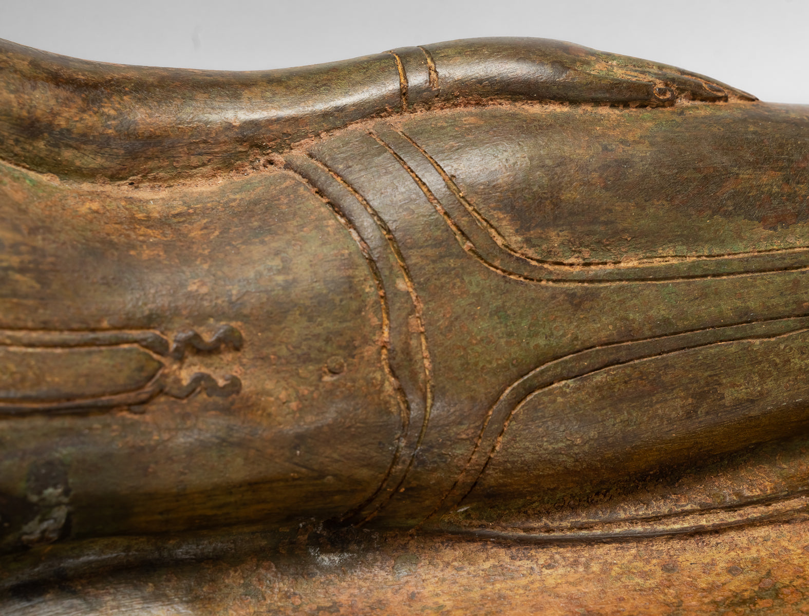 Buddha Statue - Antique Thai Style Bronze Sukhothai Reclining Nirvana Buddha Statue - 55cm/22"