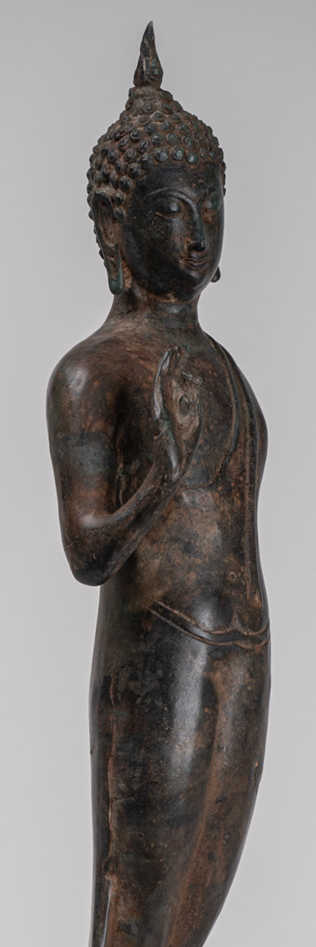 Antique Sukhothai Style Standing Bronze Protection Walking Buddha Statue - 50cm/20"