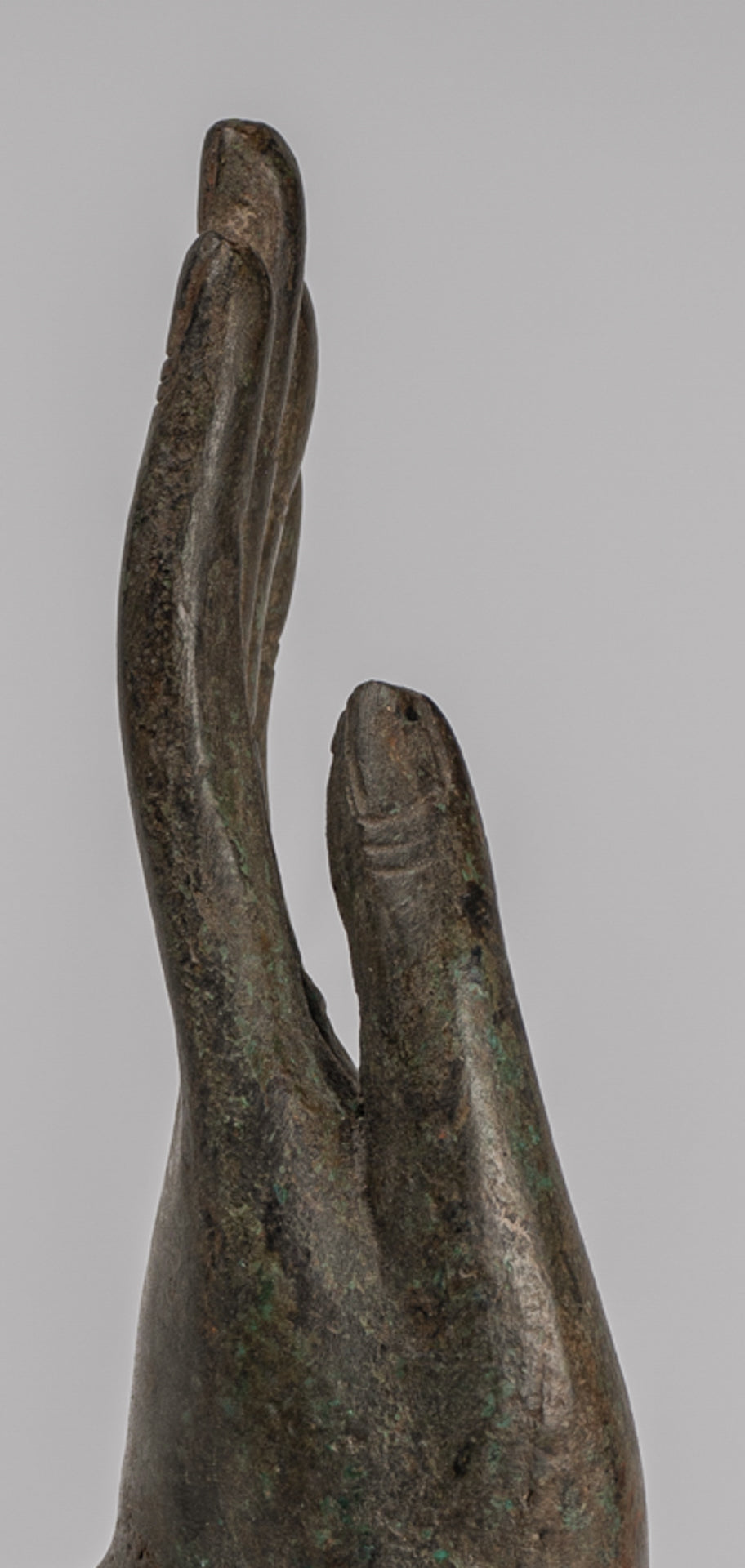 Mounted Antique Thai Style Southeast Asia Bronze Thai Protection Hand - 23cm/9"