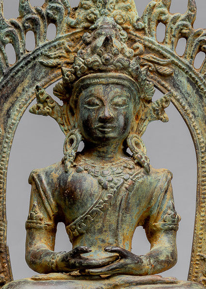 Buddha Statue - Antique Indonesischer Stil Bronze Javaner Meditation Buddha Statue - 49cm/20 "