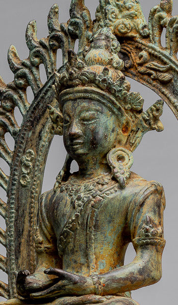 Buddha Statue - Antique Indonesischer Stil Bronze Javaner Meditation Buddha Statue - 49cm/20 "