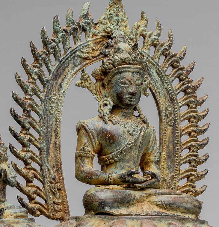 Buddha Statue - Antique Indonesischer Stil Bronze Javaner Meditation Buddha Statue - 49cm/20 "