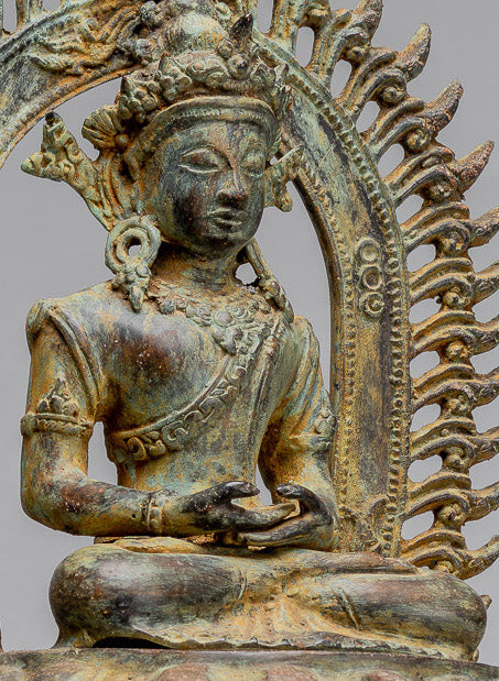 Buddha Statue - Antique Indonesischer Stil Bronze Javaner Meditation Buddha Statue - 49cm/20 "