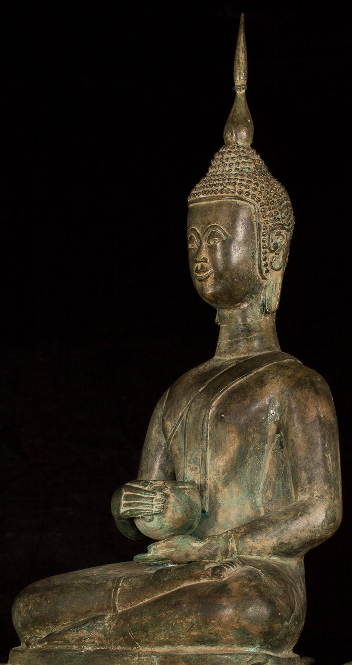 Statue di Buddha -Antique Laos Bronze Charity Gautama Statue Buddha - 63cm/25 "