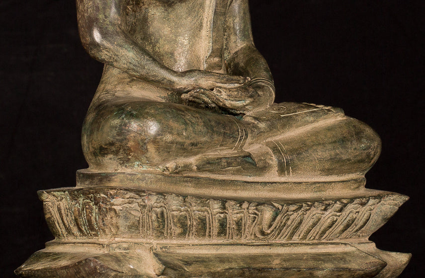 Statua Buddha - Statua Buddha di Buddha in stile antico Laos seduto - 56 cm/22 "