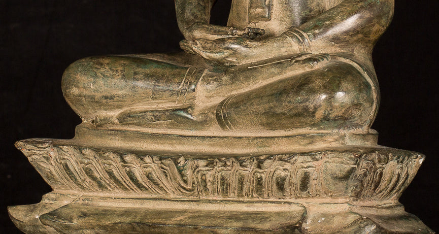 Statua Buddha - Statua Buddha di Buddha in stile antico Laos seduto - 56 cm/22 "