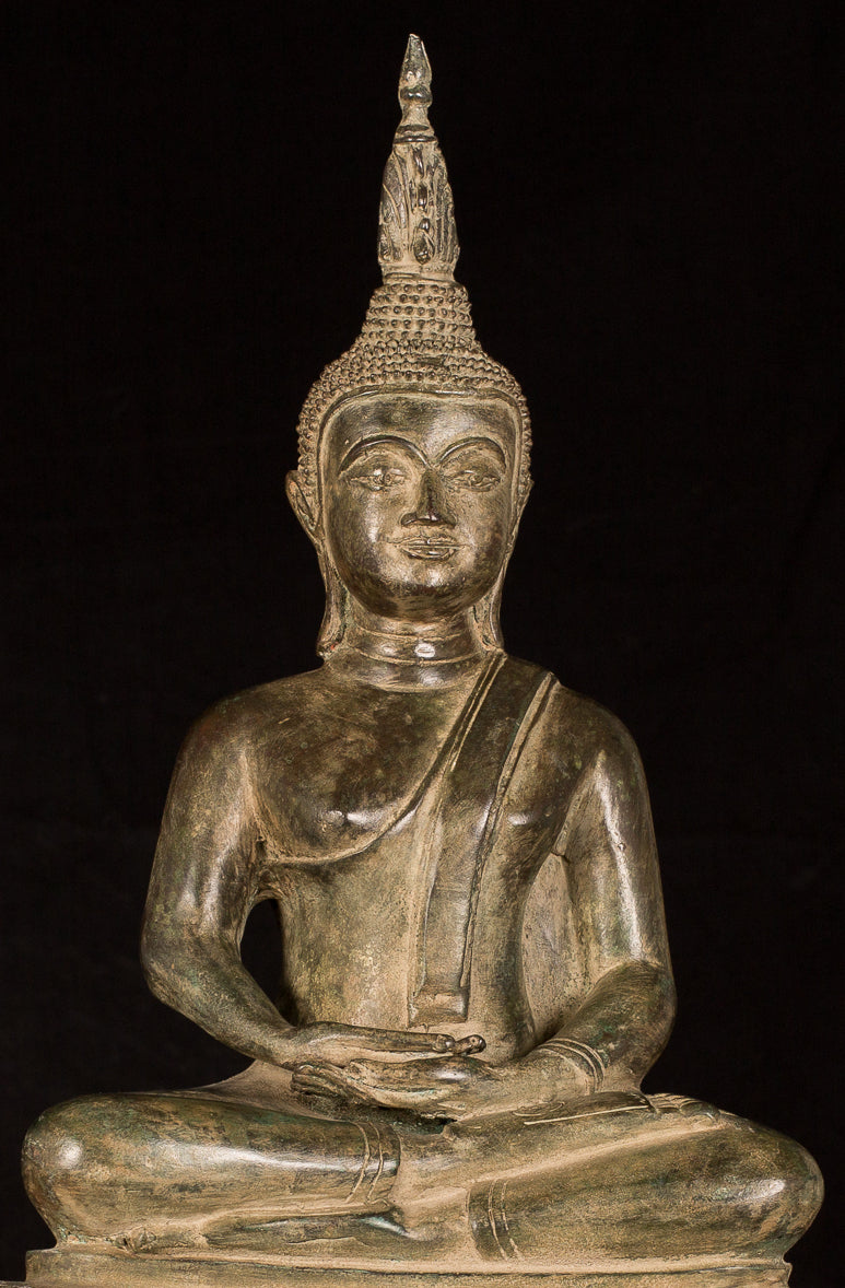 Statua Buddha - Statua Buddha di Buddha in stile antico Laos seduto - 56 cm/22 "