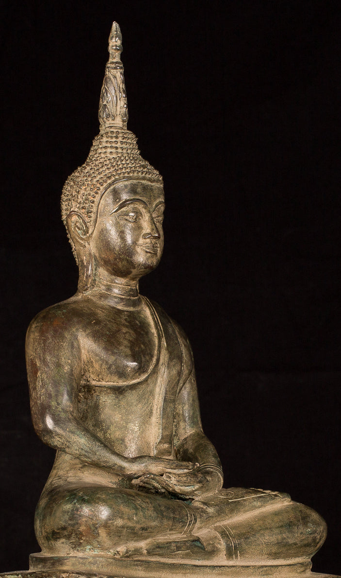 Statua Buddha - Statua Buddha di Buddha in stile antico Laos seduto - 56 cm/22 "