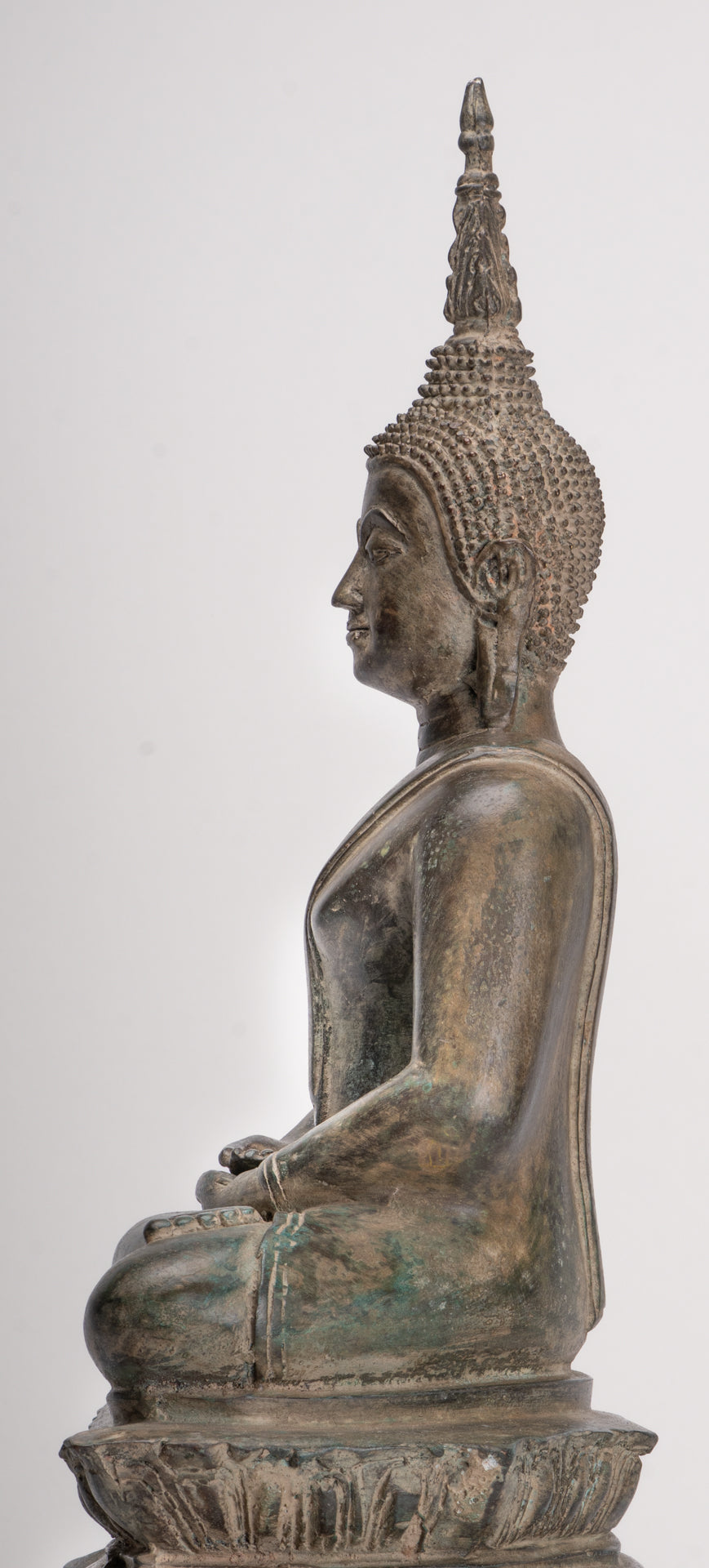 Antique Laos Style Bronze Seated Meditation Buddha Statue - 57cm/23"