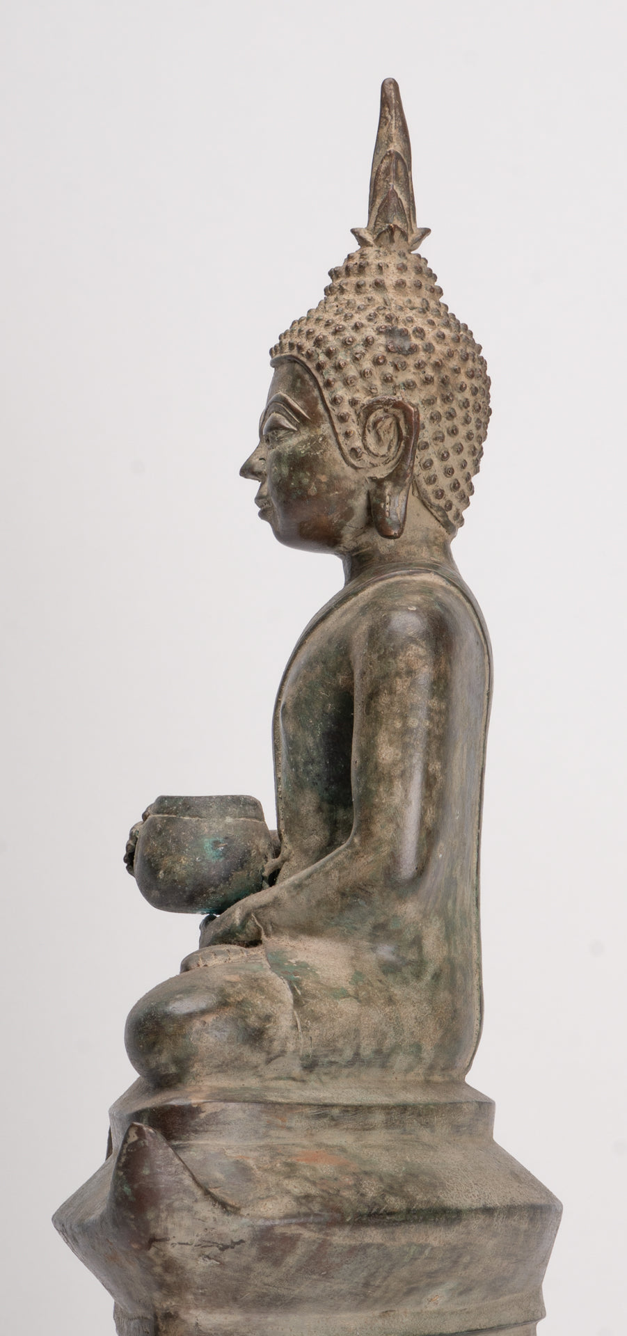 Antique Laos Style Bronze Charity Gautama Buddha Statue - 53cm/21"