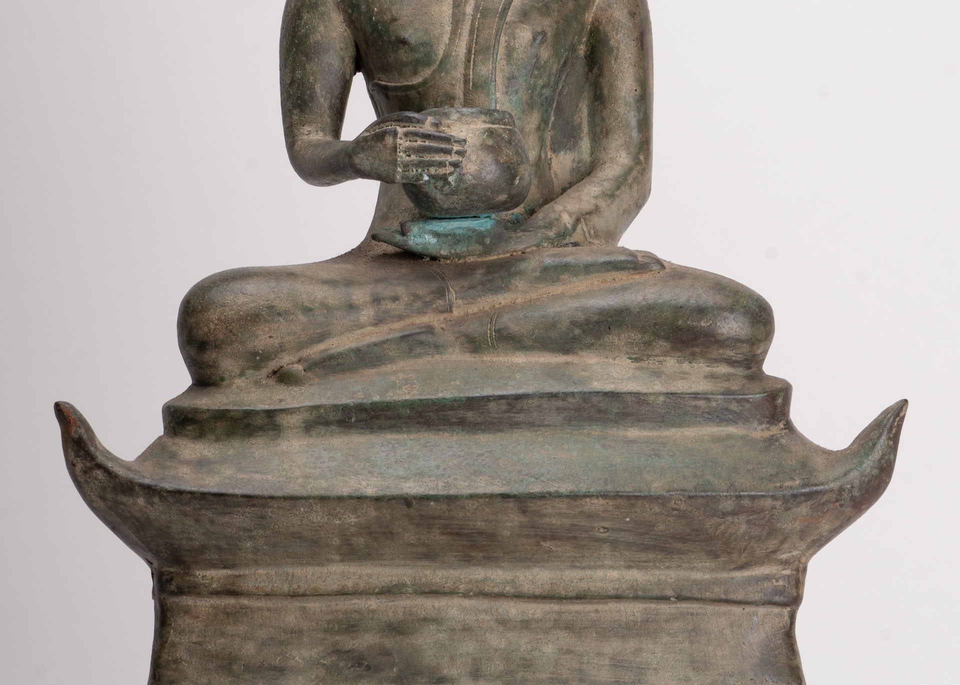 Antique Laos Style Bronze Charity Gautama Buddha Statue - 53cm/21"