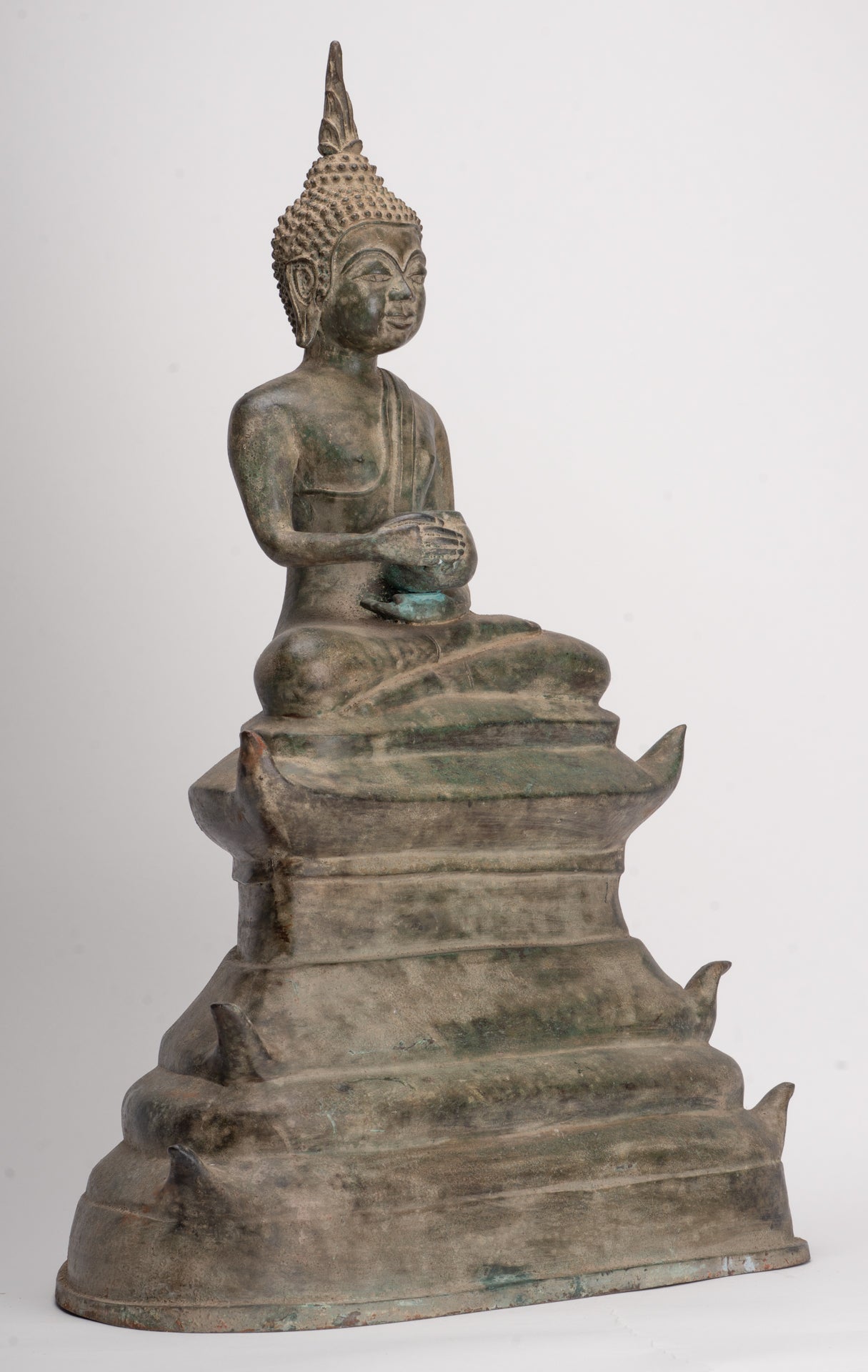 Antique Laos Style Bronze Charity Gautama Buddha Statue - 53cm/21"