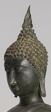 Antique Thai Style Sukhothai Bronze Protection Walking Buddha Statue - 116cm/46"