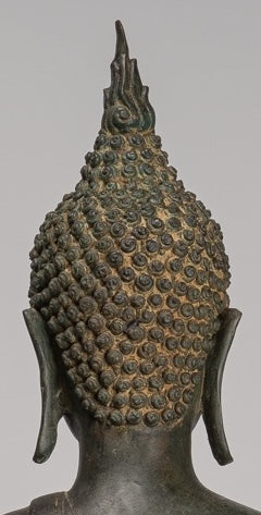 Antique Thai Style Sukhothai Bronze Protection Walking Buddha Statue - 116cm/46"