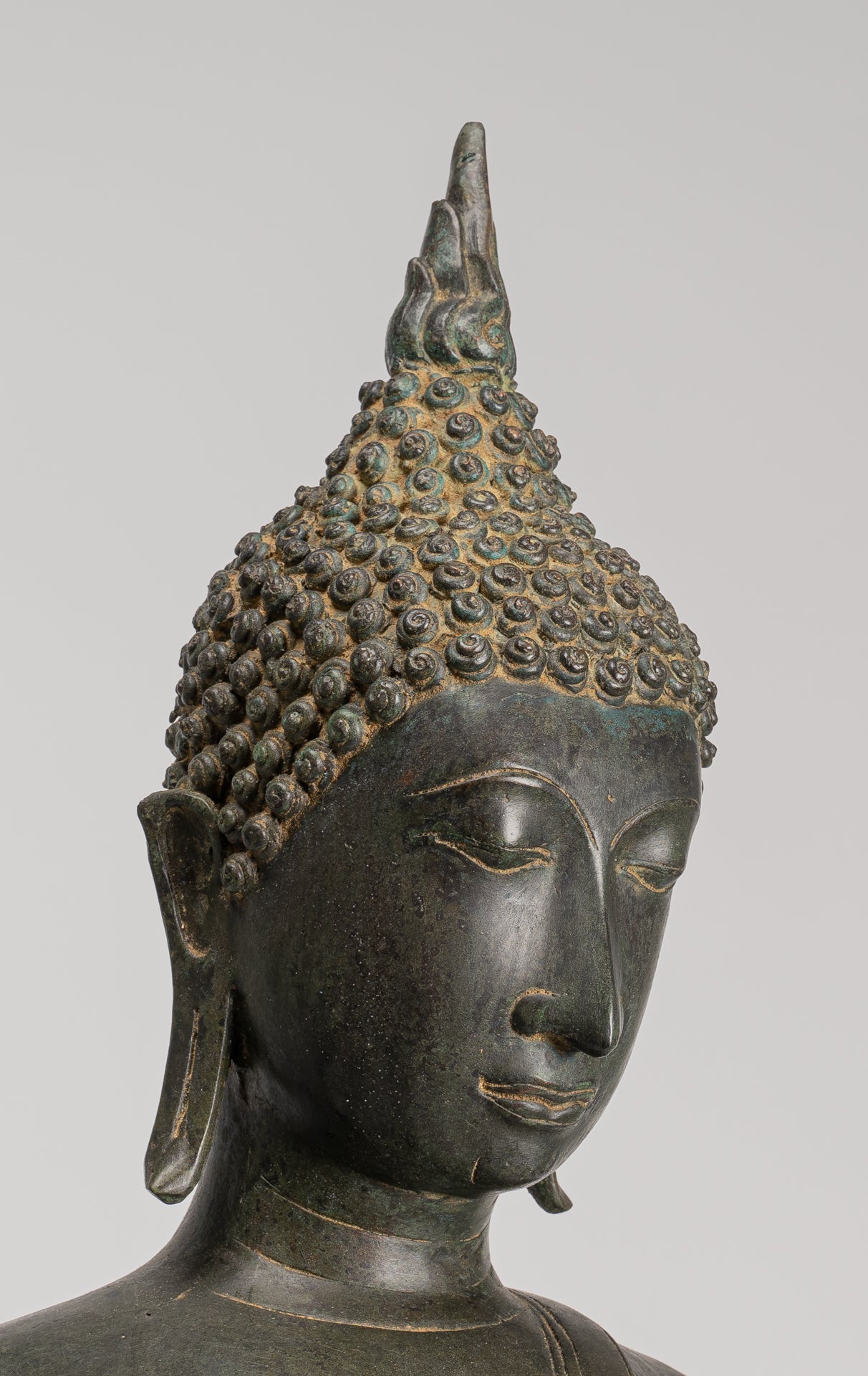 Antique Thai Style Sukhothai Bronze Protection Walking Buddha Statue - 116cm/46"