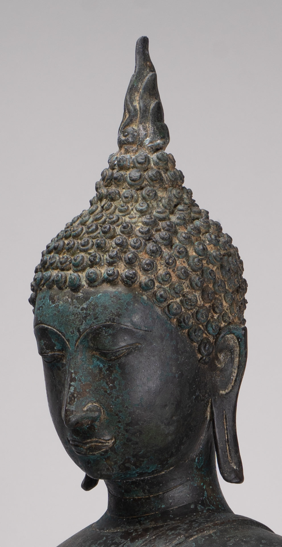 Antique Thai Style Sukhothai Bronze Protection Walking Buddha Statue - 117cm/47"