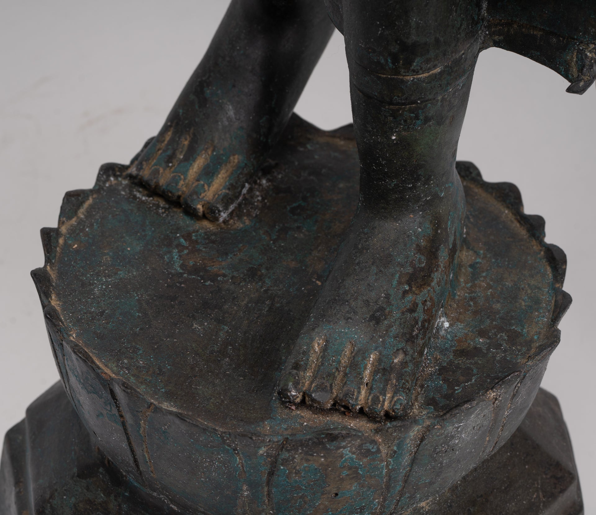 Antique Thai Style Sukhothai Bronze Protection Walking Buddha Statue - 117cm/47"