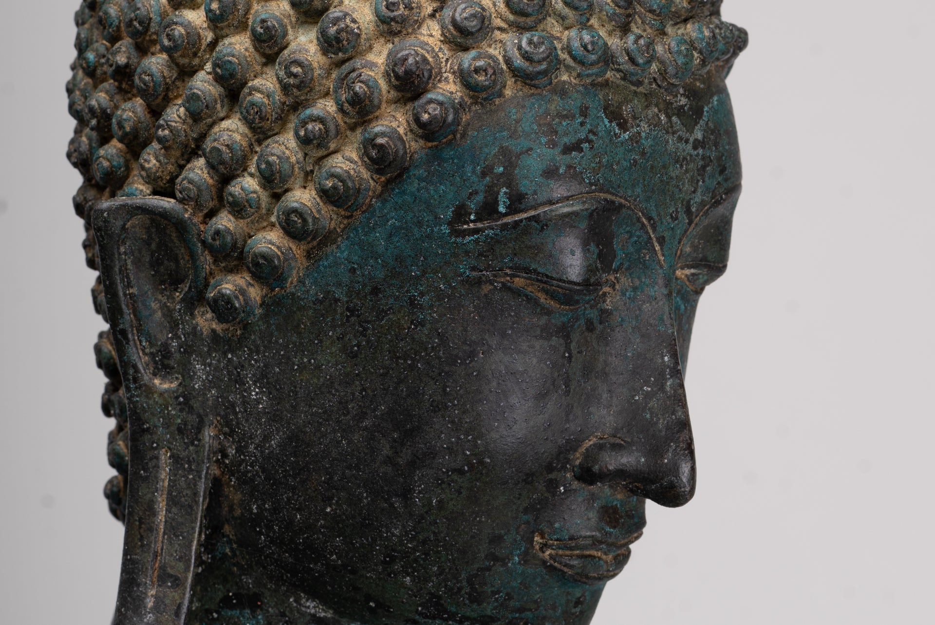 Antique Thai Style Sukhothai Bronze Protection Walking Buddha Statue - 117cm/47"