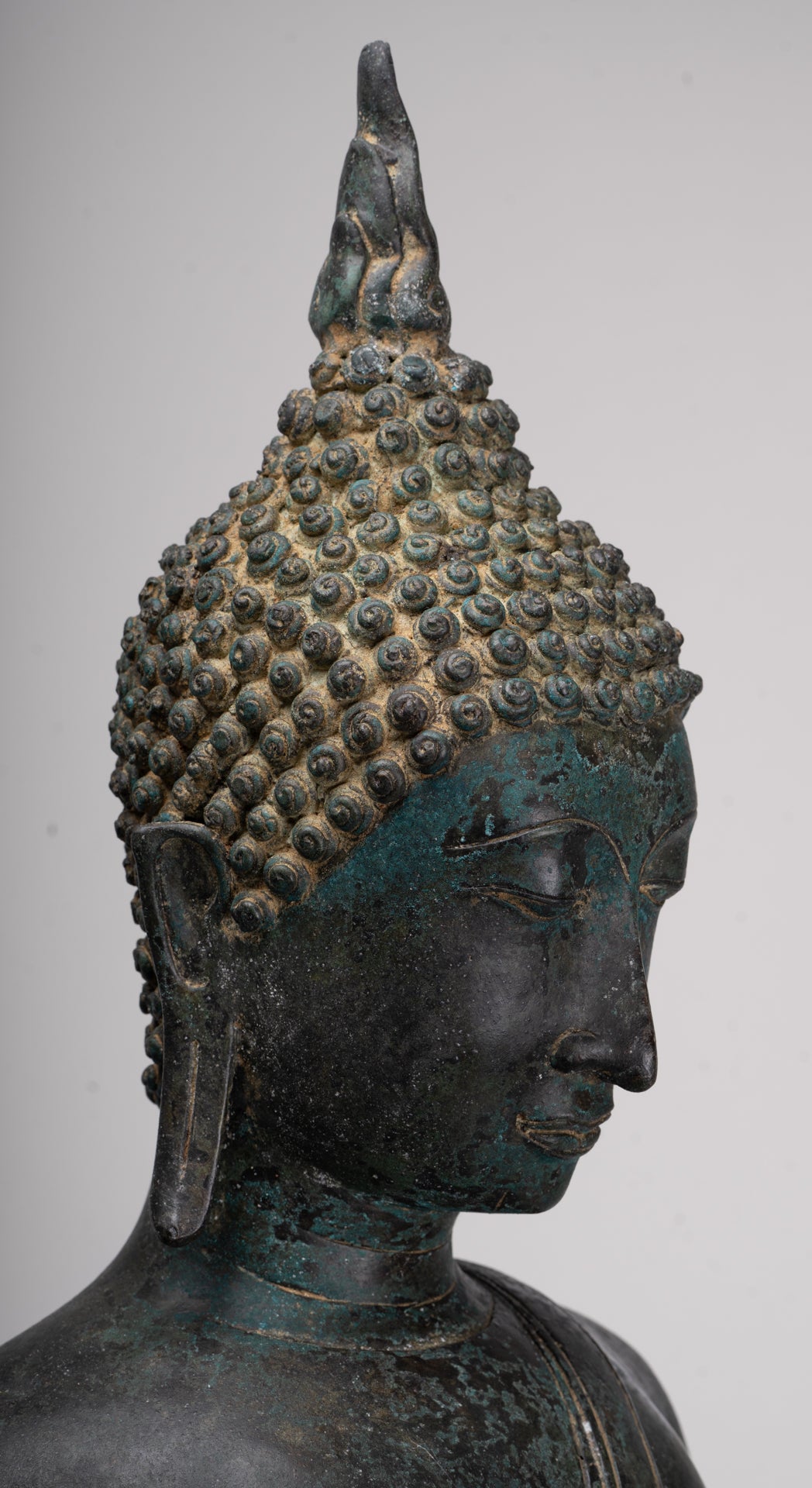 Antique Thai Style Sukhothai Bronze Protection Walking Buddha Statue - 117cm/47"