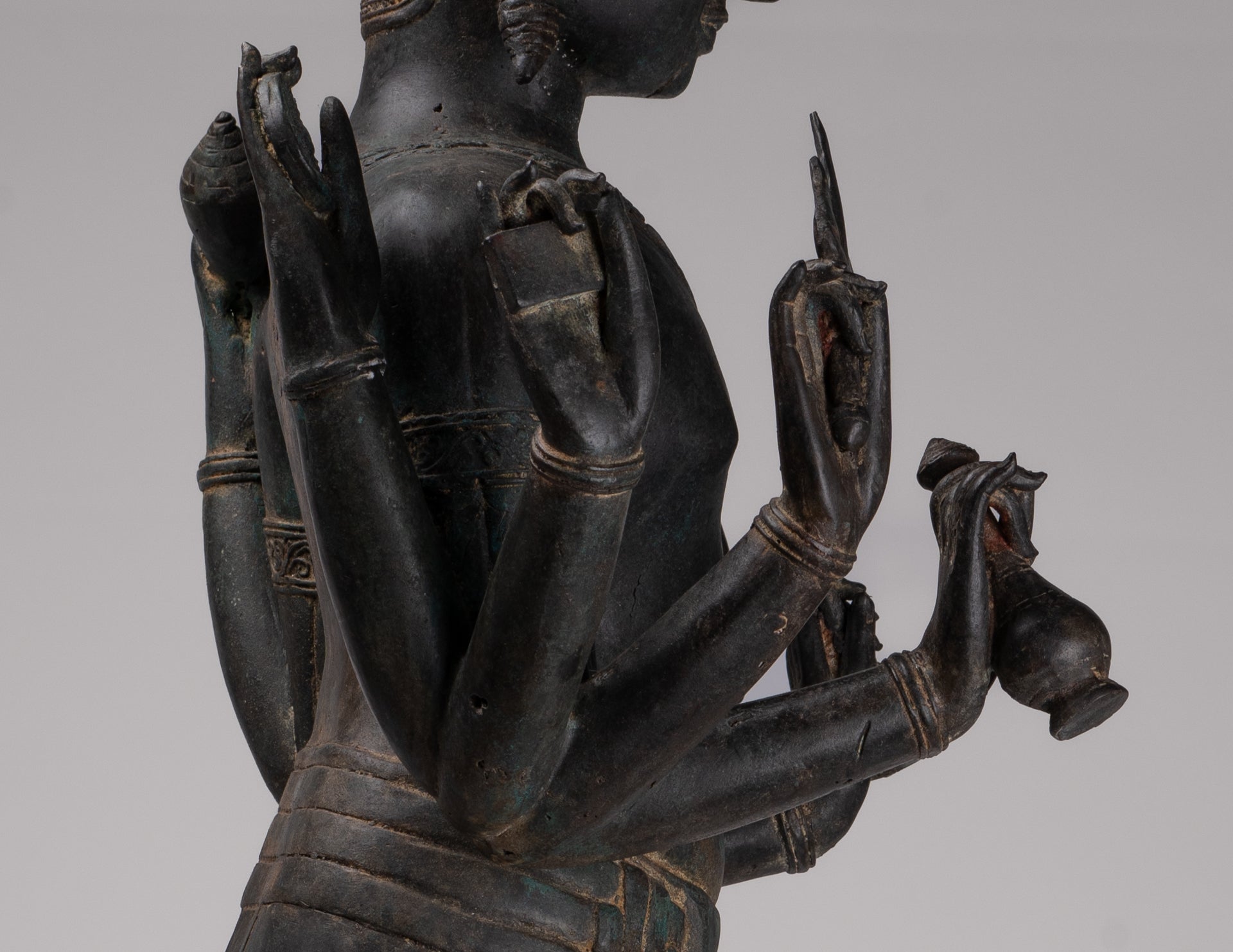 Vishnu Statue - Antique Thai Style Standing Bronze Vishnu Statue - 112cm/45"