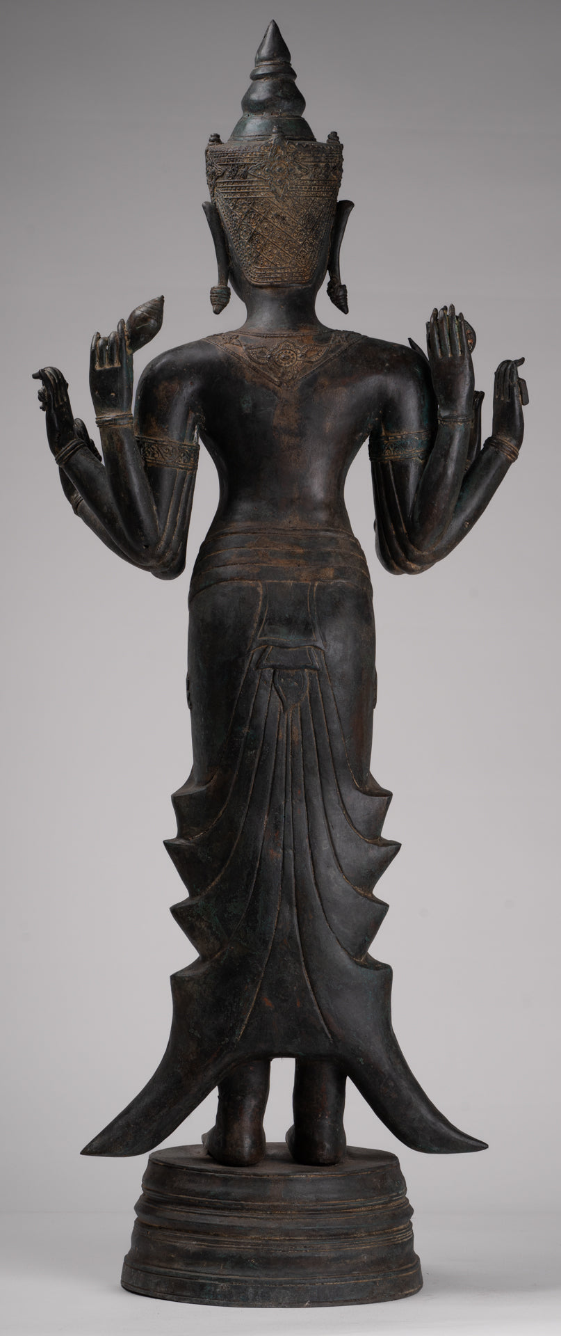 Vishnu Statue - Antique Thai Style Standing Bronze Vishnu Statue - 112cm/45"
