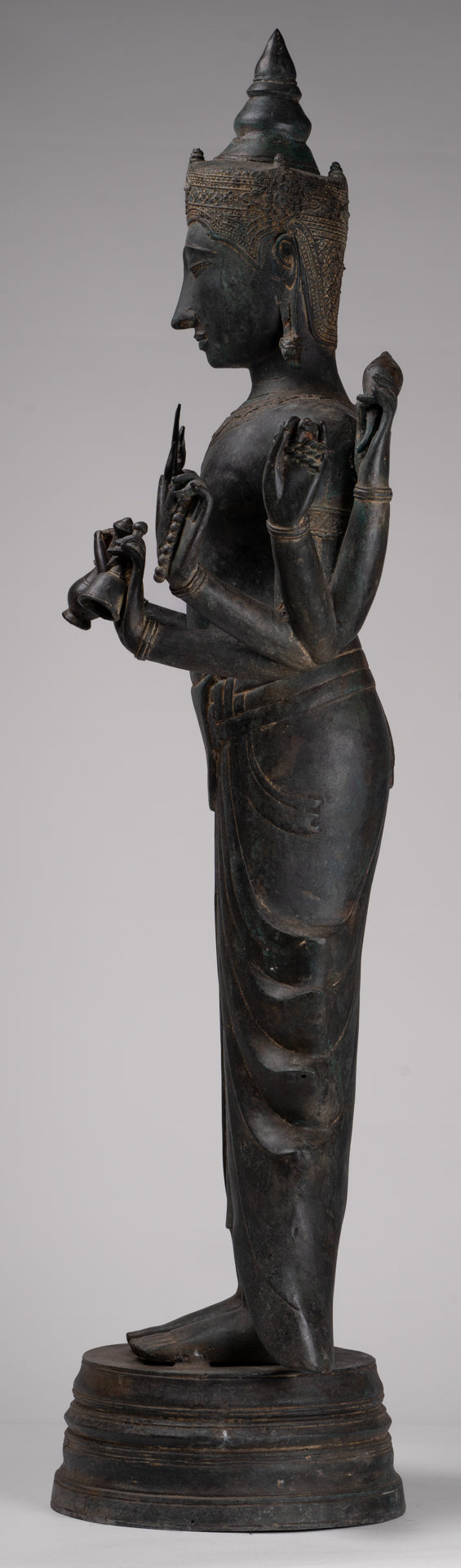 Vishnu Statue - Antique Thai Style Standing Bronze Vishnu Statue - 112cm/45"