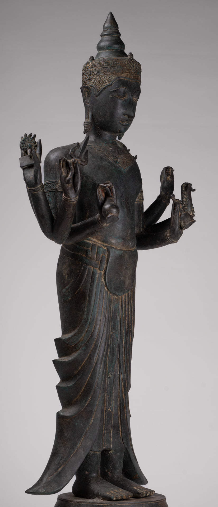 Vishnu Statue - Antique Thai Style Standing Bronze Vishnu Statue - 112cm/45"