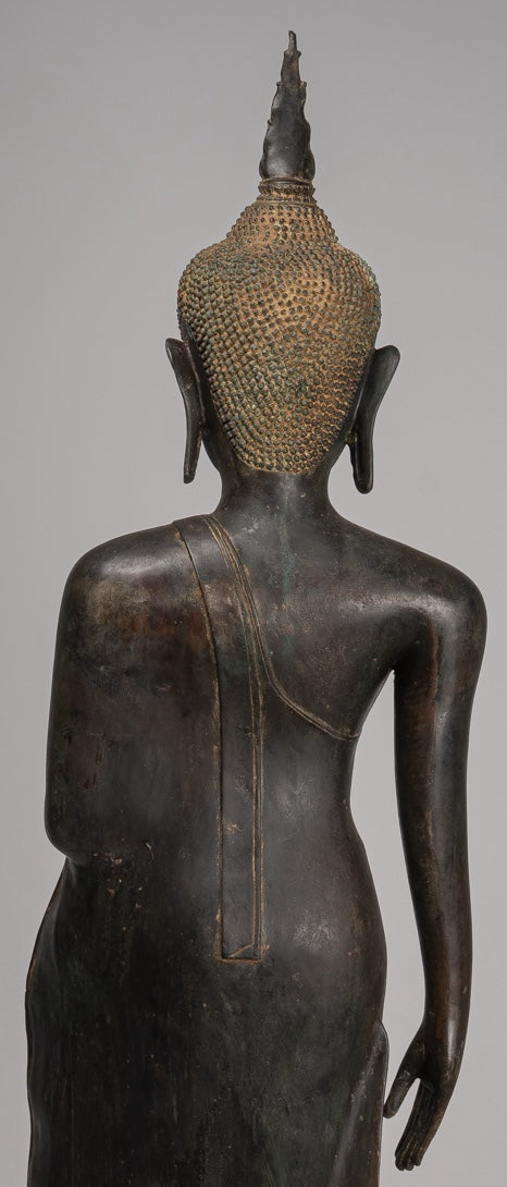 Antique stile tailandese Chiang Rugger Bronze Protection Statue Buddha - 150 cm/60 "