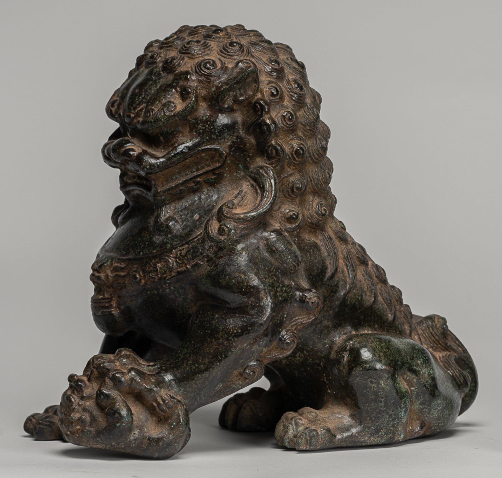 Antique Chinese Style Temple Guardian Lions Shishi Lions Foo Dogs Imperial Lions (Pair) - 25cm/10"