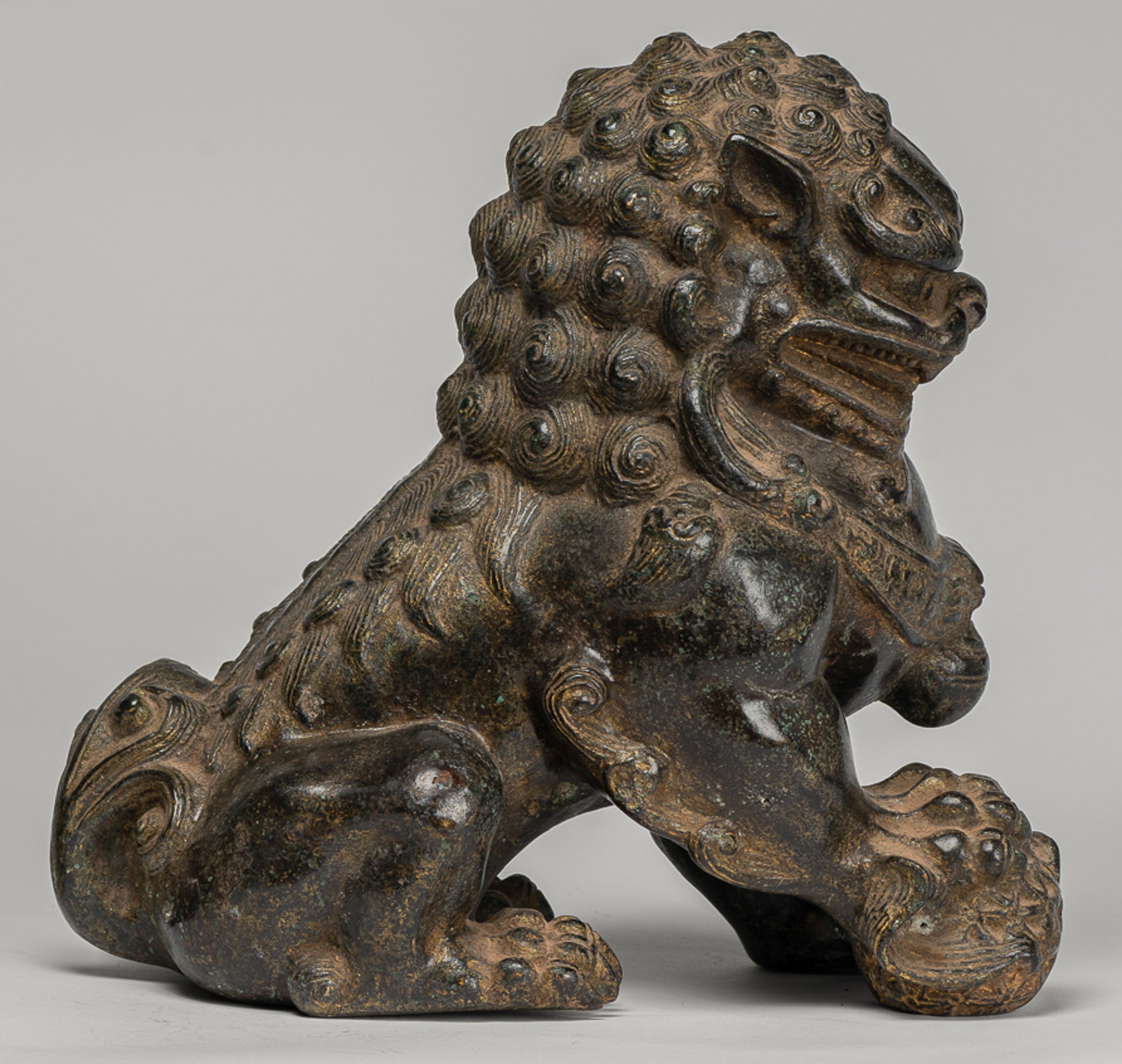 Antique Chinese Style Temple Guardian Lions Shishi Lions Foo Dogs Imperial Lions (Pair) - 25cm/10"