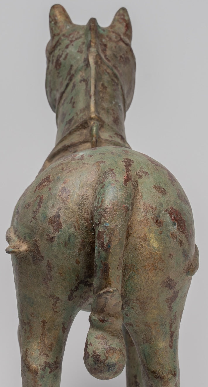 Estatua de caballos - Caballo de bronce de pie de estilo chino antiguo - 39 cm/16 "de alto