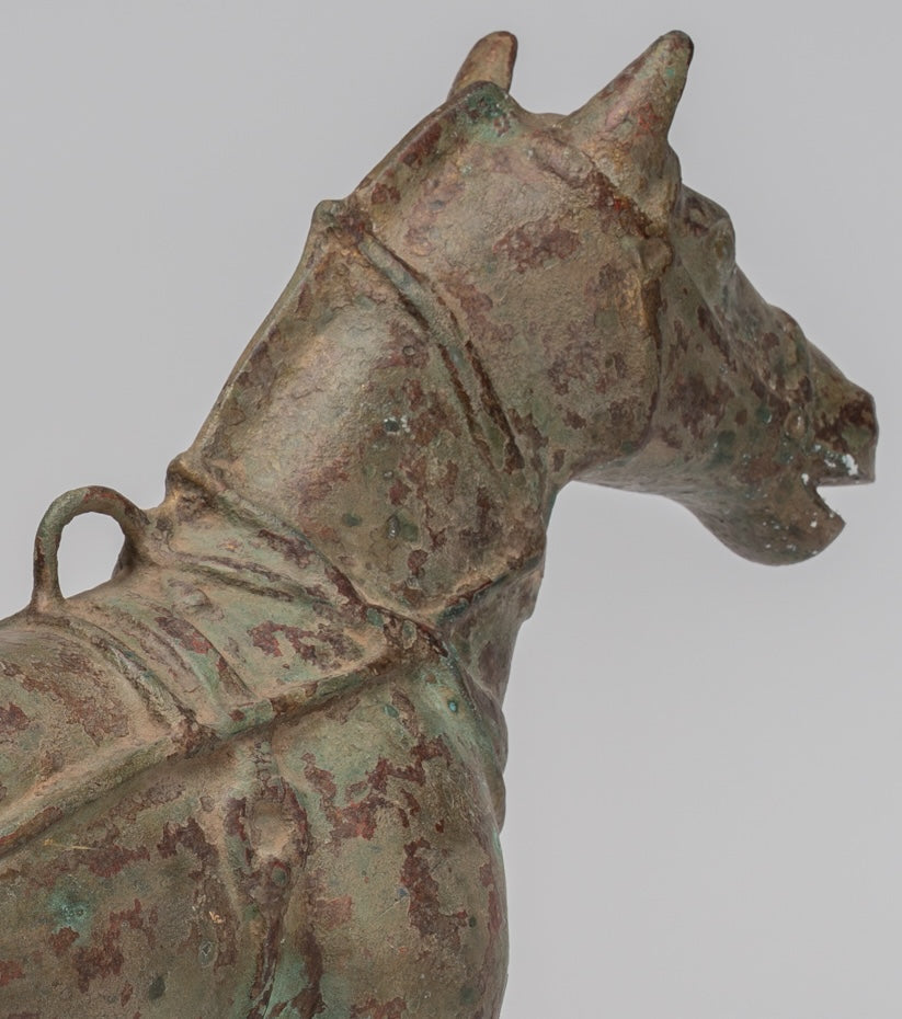 Estatua de caballos - Caballo de bronce de pie de estilo chino antiguo - 39 cm/16 "de alto