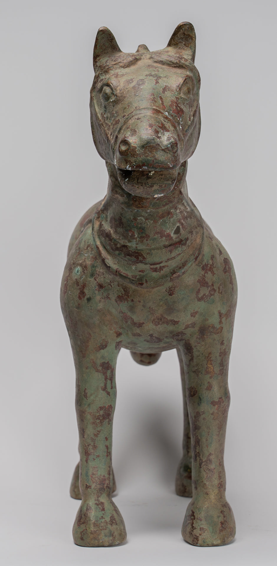 Estatua de caballos - Caballo de bronce de pie de estilo chino antiguo - 39 cm/16 "de alto