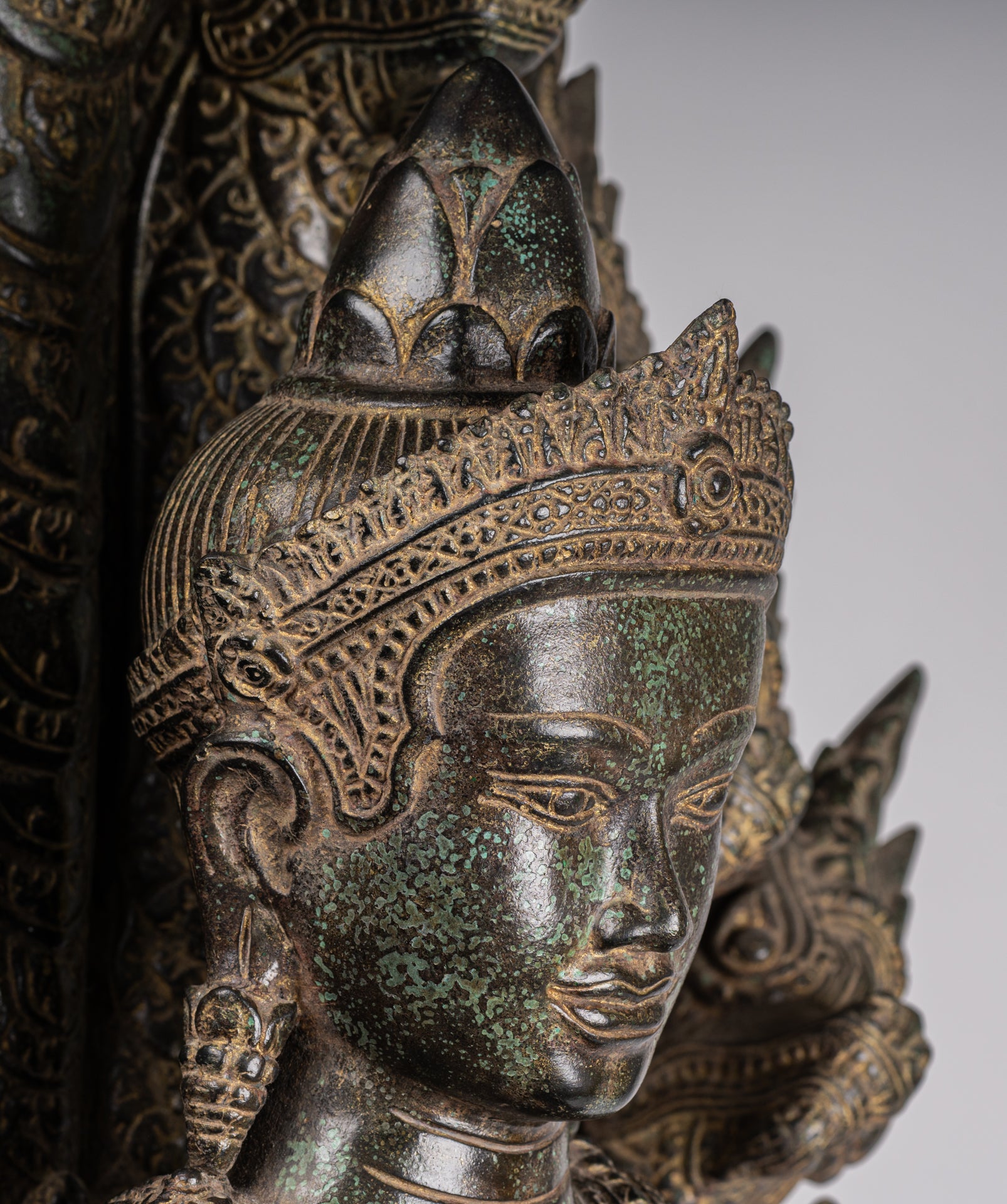Estatua de Buda - Estilo de bayón antiguo Khmer Meditación Naga Naga Buddha - 114cm/46 "
