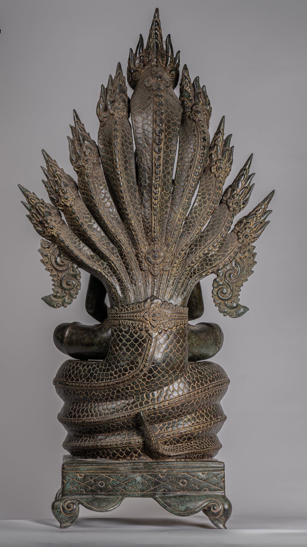 Estatua de Buda - Estilo de bayón antiguo Khmer Meditación Naga Naga Buddha - 114cm/46 "
