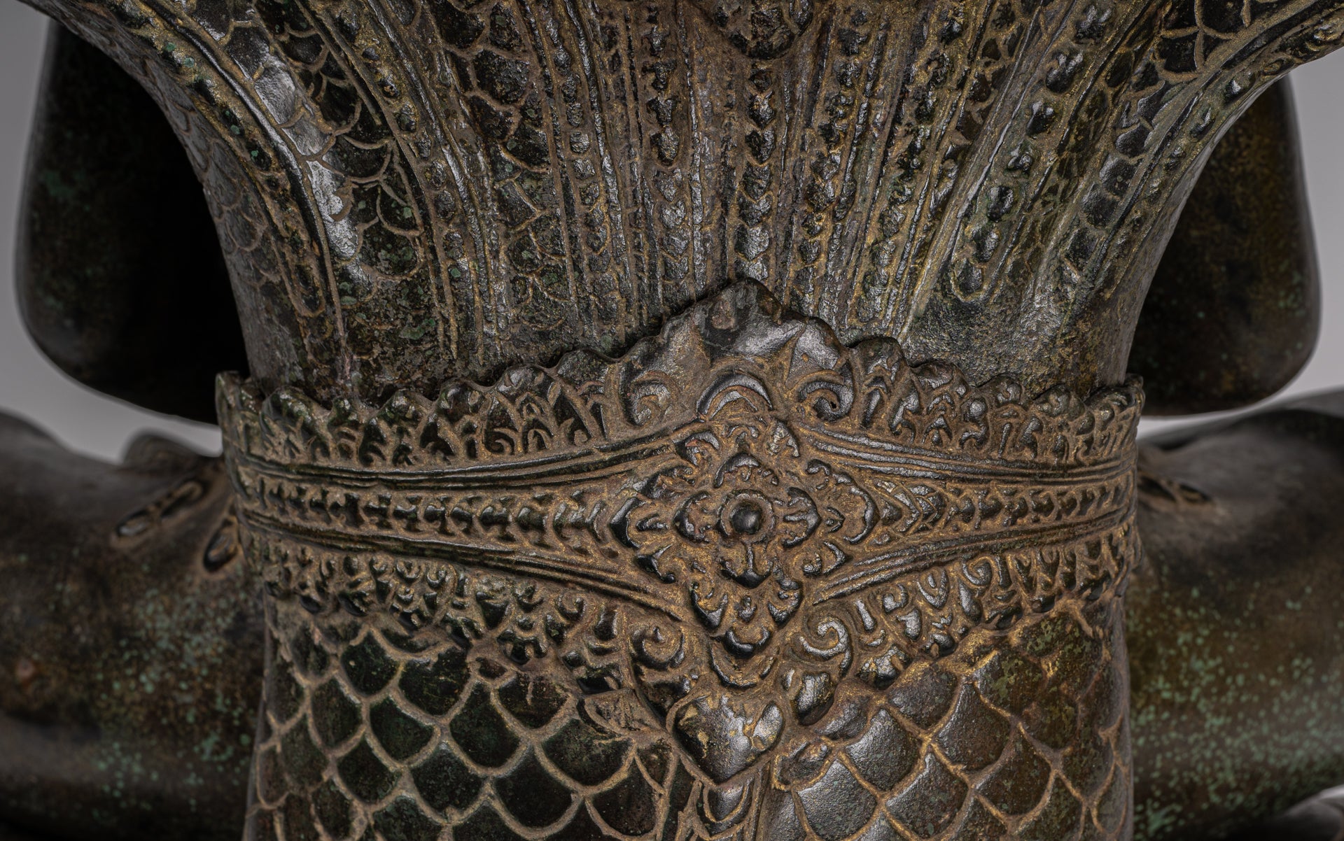 Estatua de Buda - Estilo de bayón antiguo Khmer Meditación Naga Naga Buddha - 114cm/46 "