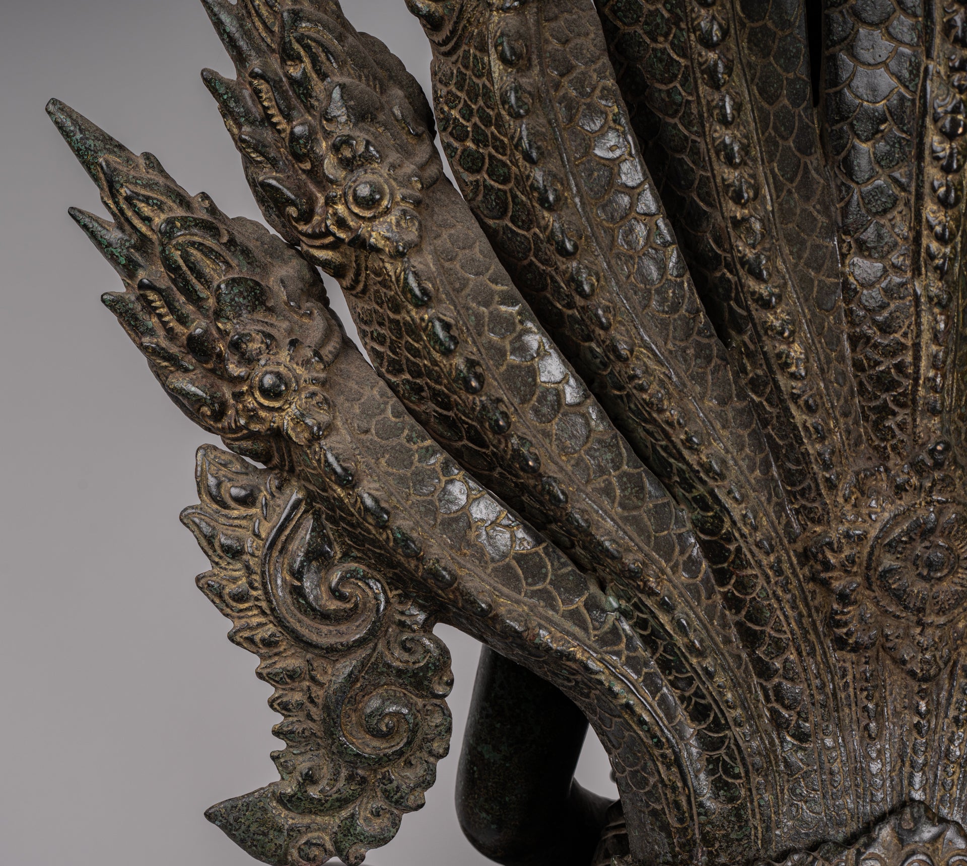 Estatua de Buda - Estilo de bayón antiguo Khmer Meditación Naga Naga Buddha - 114cm/46 "