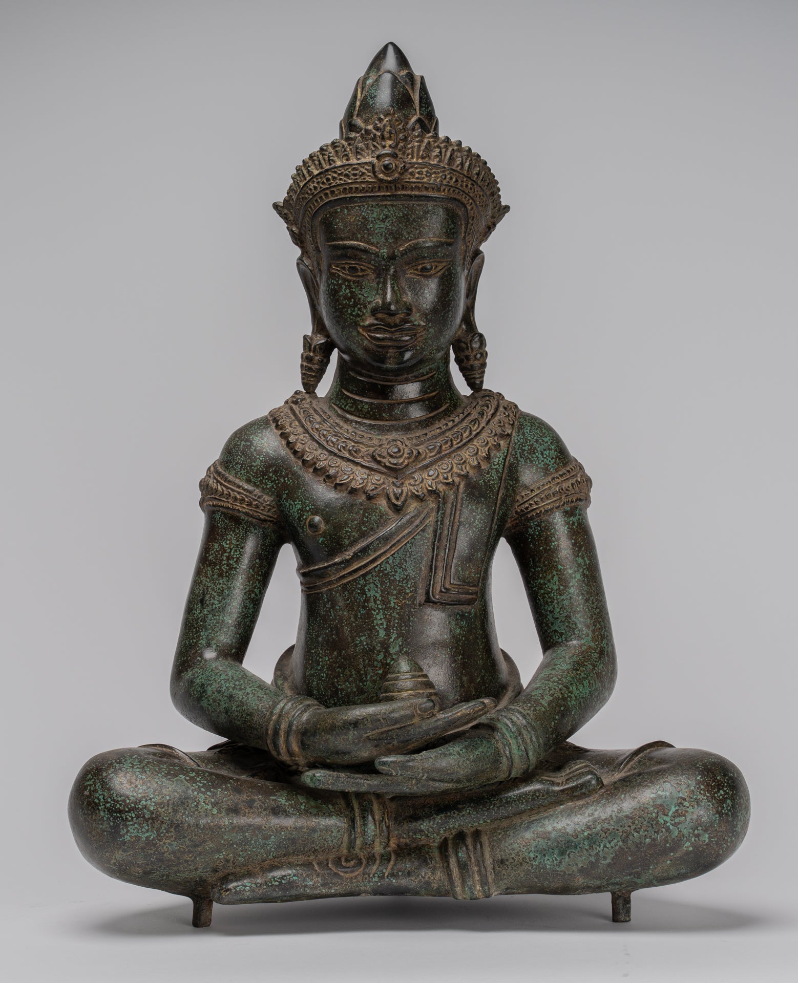 Estatua de Buda - Estilo de bayón antiguo Khmer Meditación Naga Naga Buddha - 114cm/46 "