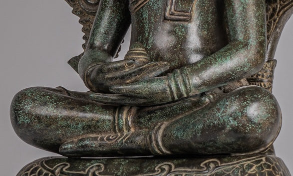 Estatua de Buda - Estilo de bayón antiguo Khmer Meditación Naga Naga Buddha - 114cm/46 "